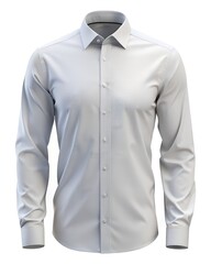 Classic Men's Light Gray Dress Shirt, Long Sleeves, Modern Fit, Clean Minimalist Style, Professional Apparel.