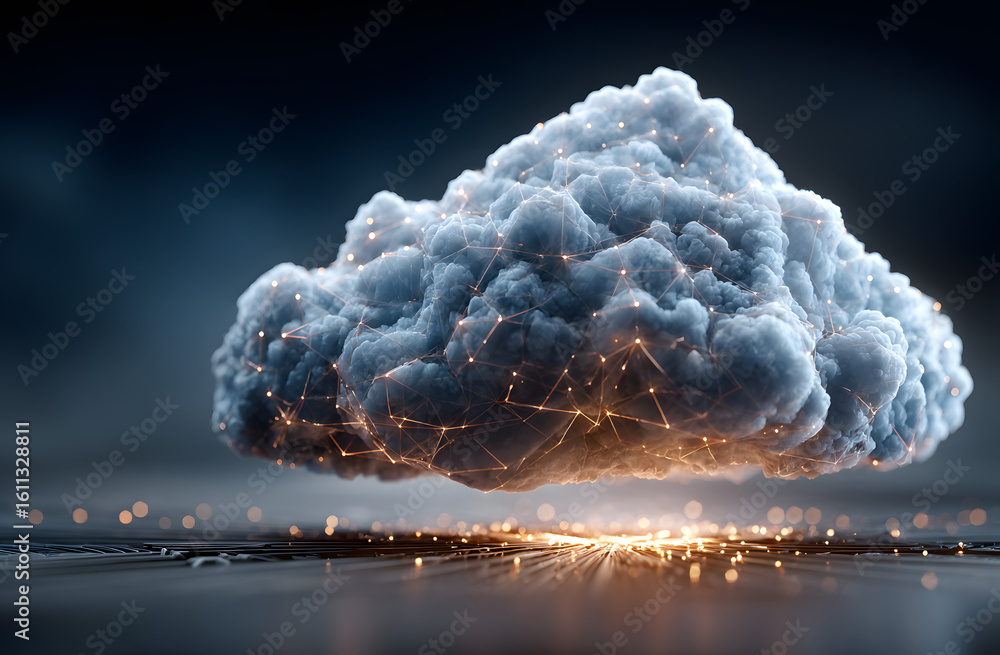 Aufkleber abstract cloud computing tech. safe encrypted storage, personal data protection, verified encription