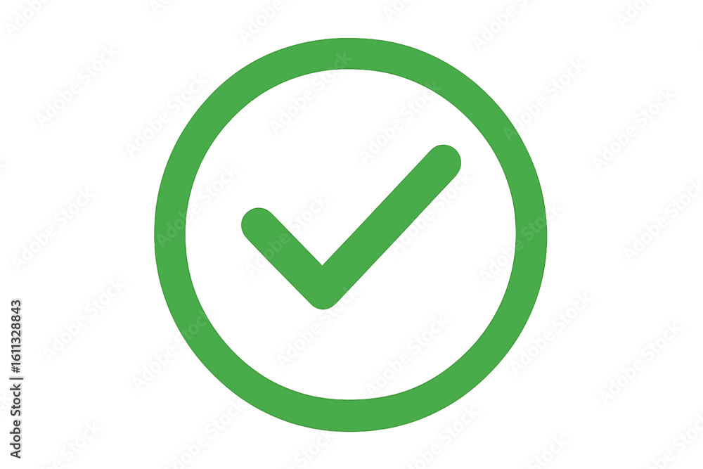 Poster green check mark icon. approved symbol. yes sign. correct vote button. success concept illustration.