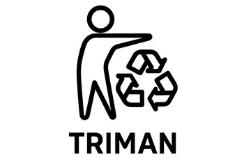 Triman logo vector icon. French mandatory recycling symbol for packaging. Waste sorting and ecology concept. Environmental responsibility sign for products sold in France.