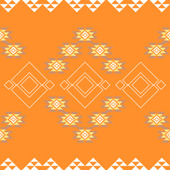 seamless geometric pattern shades of Orange, white.Native American tribal fabric. Suitable for textile, rugs, cards, tiles, picture books. boho indian ornament design vector for woven textile printing
