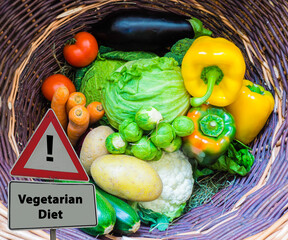 Sign Vegetarian Diet Vegetable Basket