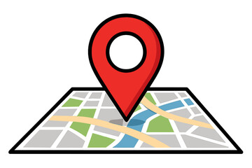 GPS navigator pointer on city map. Navigation, logistics, geography, communication, transport, travel theme concept. Location marking with a pin. Destination point. Route.