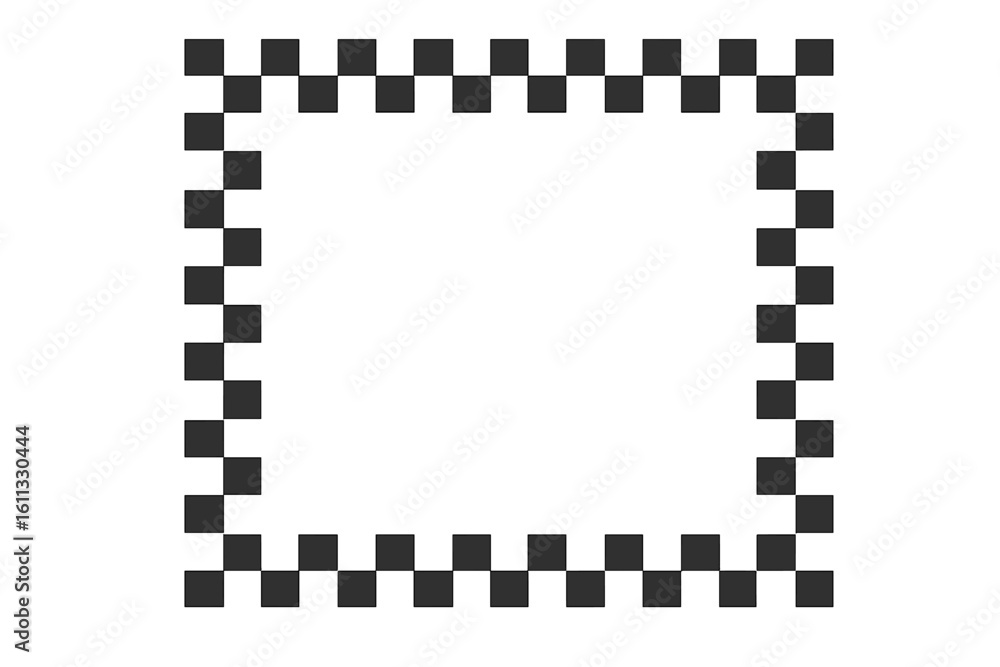 Poster checkered frame vector. black and white checkerboard border with a transparent background. geometric