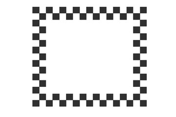 Checkered frame vector. Black and white checkerboard border with a transparent background. Geometric square shape for design element. Racing flag or chess pattern graphic.