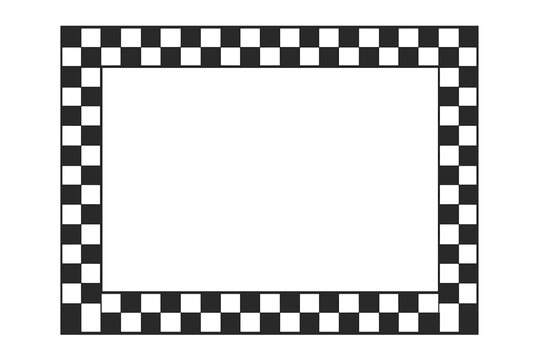 Checkerboard frame vector illustration. Black and white checkered border for racing flag, motorsport finish line, or retro design. Transparent background for easy layering.