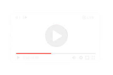 Video player interface for web and mobile apps. Multimedia screen template with play button for online streaming. Live broadcast media frame mockup. Modern UI UX design.