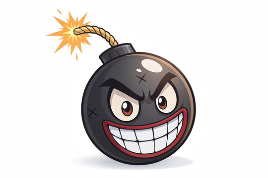 Cartoon Bomb Character with Menacing Grin A Symbol of Impending Danger and Volatile Situations Ahead - Powered by Adobe