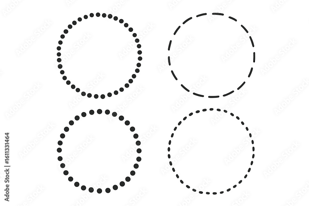 Aufkleber set of black dotted and dashed circles. collection of round vector frames and borders. abstract geom