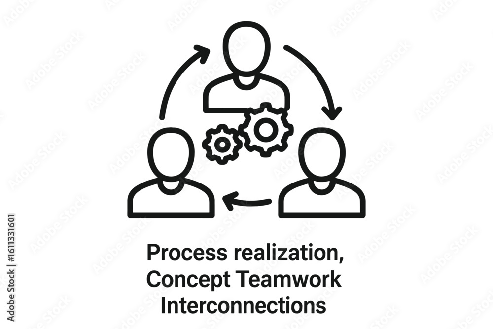 Poster teamwork and collaboration concept. business process workflow icon. project management strategy with