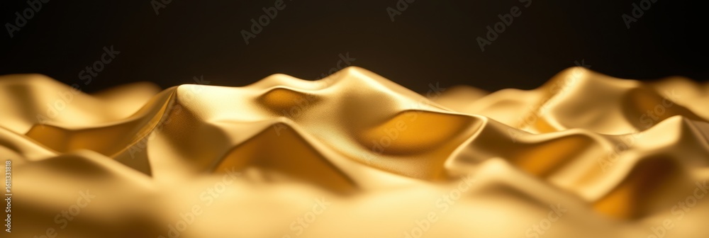 Poster abstract golden waves of fabric with soft focus and smooth texture