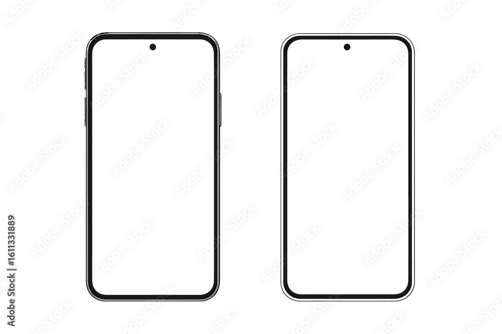 Poster smartphone mockup with blank white screen for presentation. mobile phone vector illustration for ui,