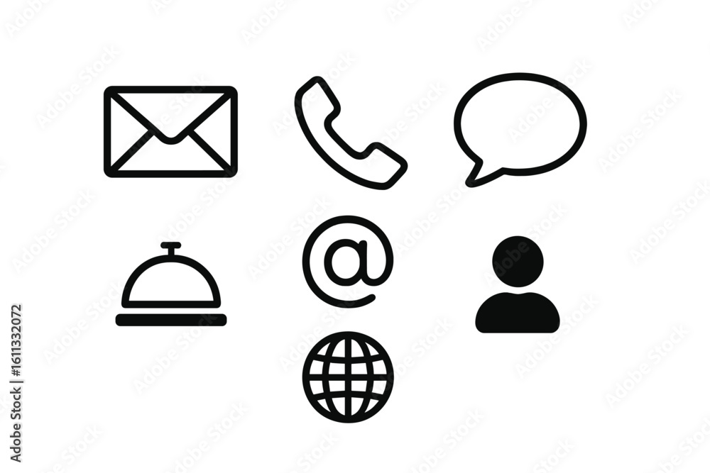 Aufkleber communication icon set for business contact and customer service. vector icons for web design includ