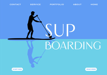 Summer Sports water Activity Website Landing Page Templates Set. Surfing, Sup Board