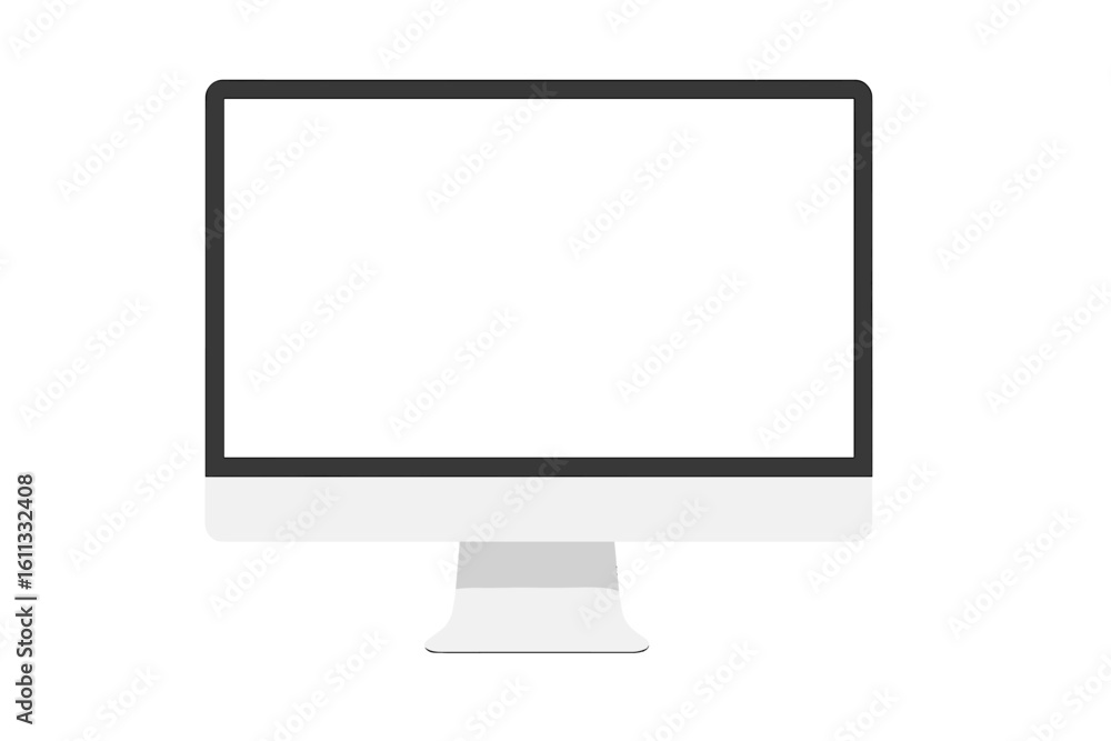 Poster modern desktop computer monitor mockup with a blank white screen. realistic pc display isolated on a