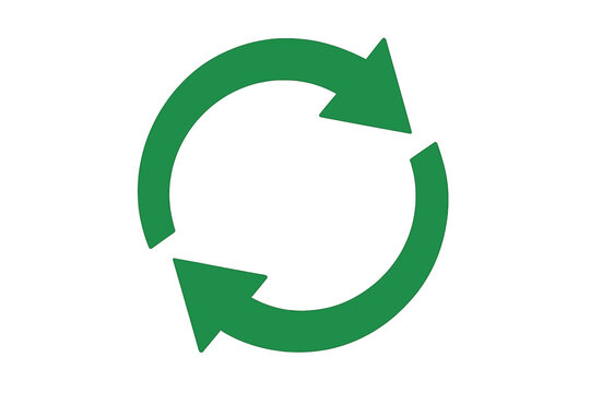 Two green rotating arrows icon. Reload refresh symbol. Recycle ecology concept. Circular cycle arrow sign. Update synchronization loop. Vector logo illustration.