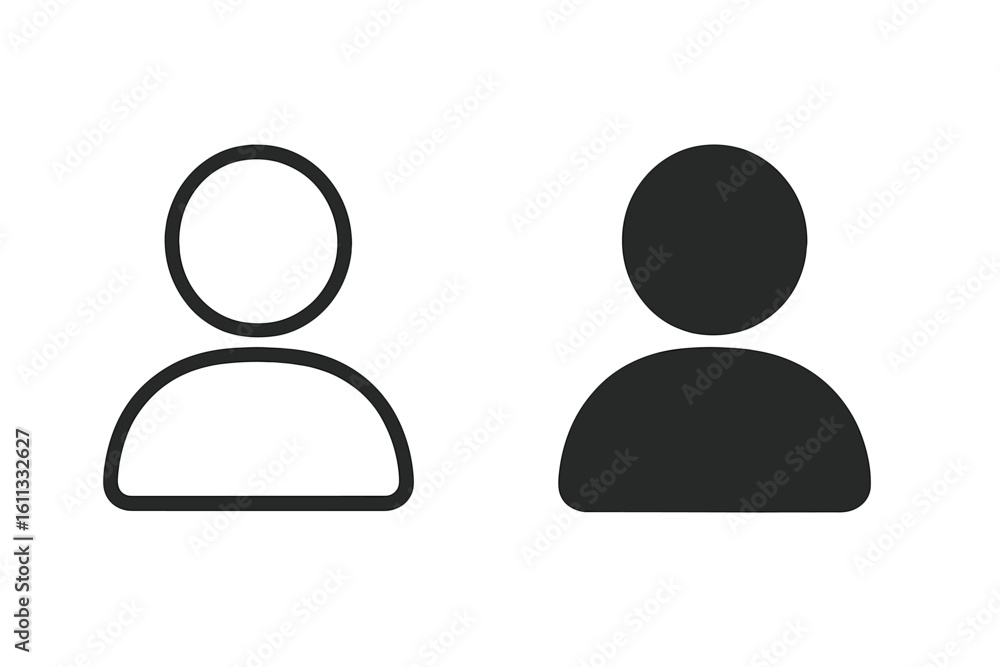 Poster user avatar icon set. profile symbol in outline and solid style. flat person icon for web design. me