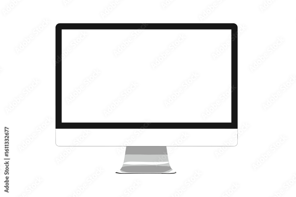 Poster desktop computer monitor mockup with blank white screen. realistic modern pc display for technology 