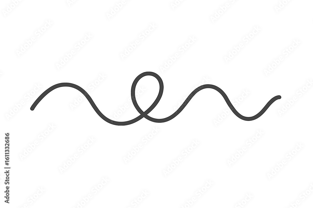 Poster hand drawn wavy line with a loop. abstract doodle, scribble, or squiggle. concept of a tangled path,