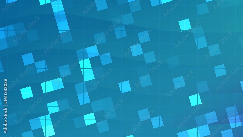 Poster prismatic arctic blue abstract teal background with transparent squares and grid pattern for modern 