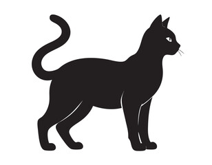 Black cat silhouette vector illustration of a domestic feline pet