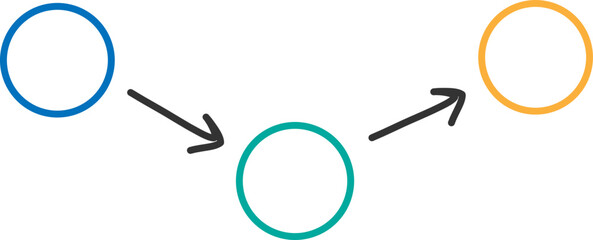 three circles and two arrows vector