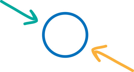 two arrows and a circle vector