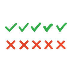Simple Check and Cross Icons on White Background