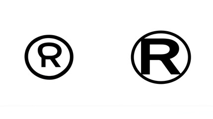 Set of registered trademark icon symbol isolated on transparent background. tm symbol icon. r icon symbol.