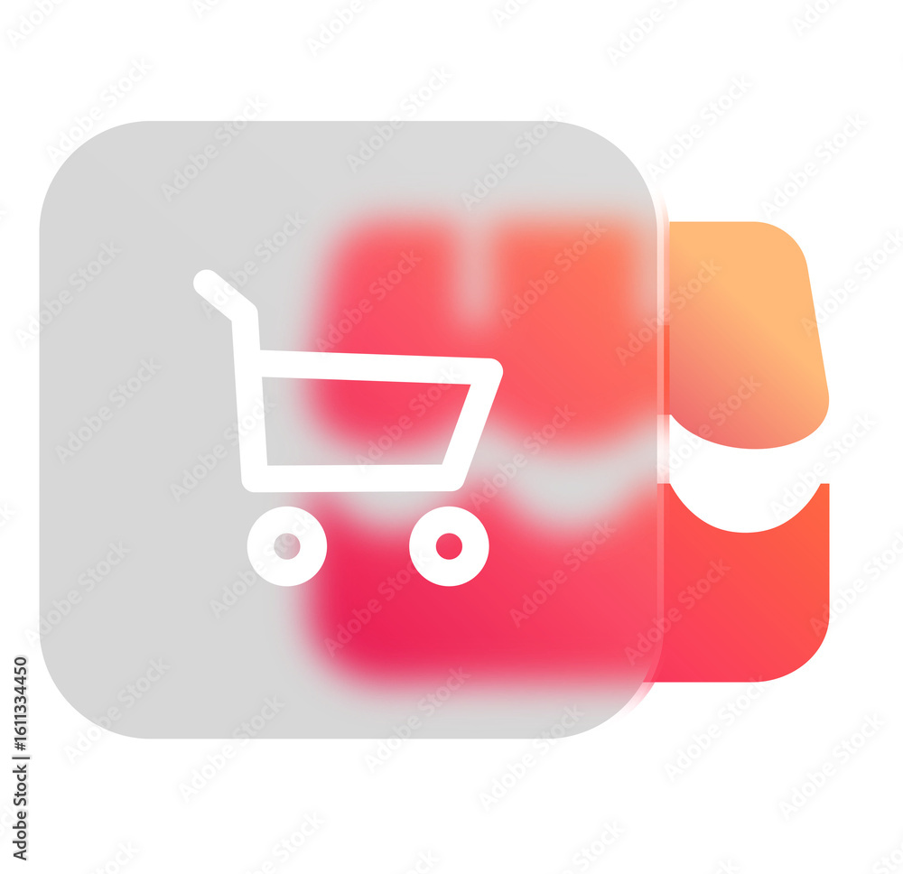 Poster abstract shopping cart icon: modern gradient app button design
