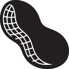A black and white illustration of a peanut with a grid pattern on the left side of the peanut shell