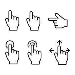 Set of Black and White Touchscreen Gesture Icons