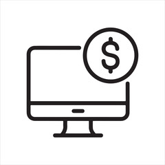 Online Payment Icon &ndash; Monitor with Dollar Sign Symbol Vector