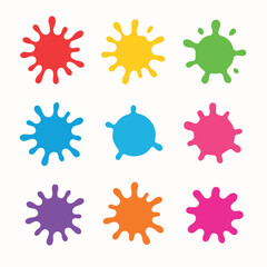 Colorful Ink Splatters Icons for Design and Print