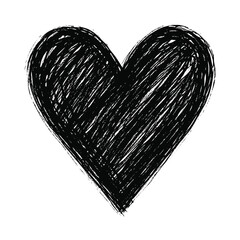 Hand-drawn, textured heart graphic design element.