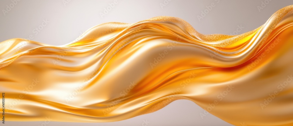 Poster golden fabric waves flowing in soft light creating elegant abstract design