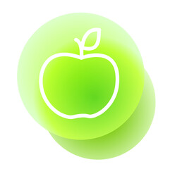 Modern Green Apple Icon:  Clean Line Art on Gradient Background, Fresh and Healthy Vibe.