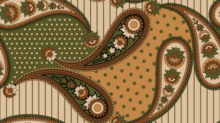 Seamless tribal pattern design. Hand draw paisley background. Patchwork pattern