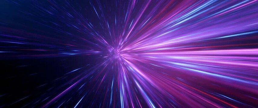 Anamorphic video futuristic space background is filled with glowing particles and motion lines. Ideal for sci-fi themes, astronomy content, and digital art projects.