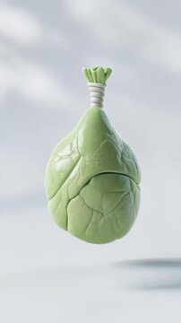 Green animated human lungs expanding and contracting in a clean medical environment illustrating healthy breathing and respiratory function