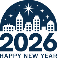 2026 Happy New Year Logo Text Design Set. 2026 number design template. Collection of Happy New Year 2026 symbols. Vector illustration with black isolated on a white background.