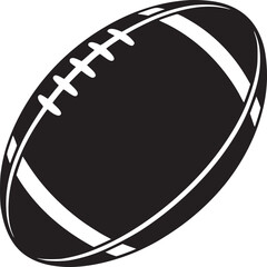 A graphic illustration of a black and white american football on a white background in vector format