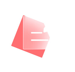 Abstract coral and white sticky note icon; minimalist design, modern feel, clean lines.