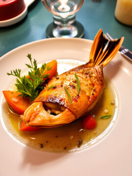 piatto di pesce orata ai ferri servizio di ristorante