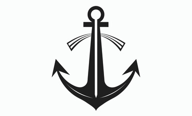 Anchor silhouette icon, nautical symbol design, maritime sea graphic, ship anchor on sea shore silhouette vector illustration 