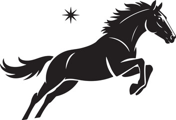 Wild Horse Black Silhouette Clipart


