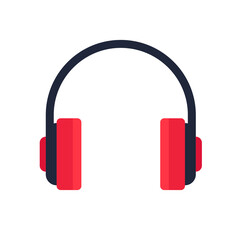 Red and Black Headphones: Minimalist Audio Streaming Icon Design