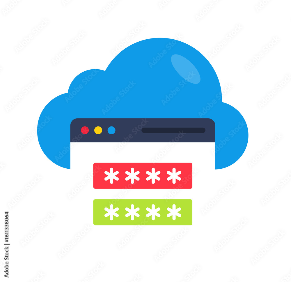 Poster cloud computing security: modern flat design login interface illustration