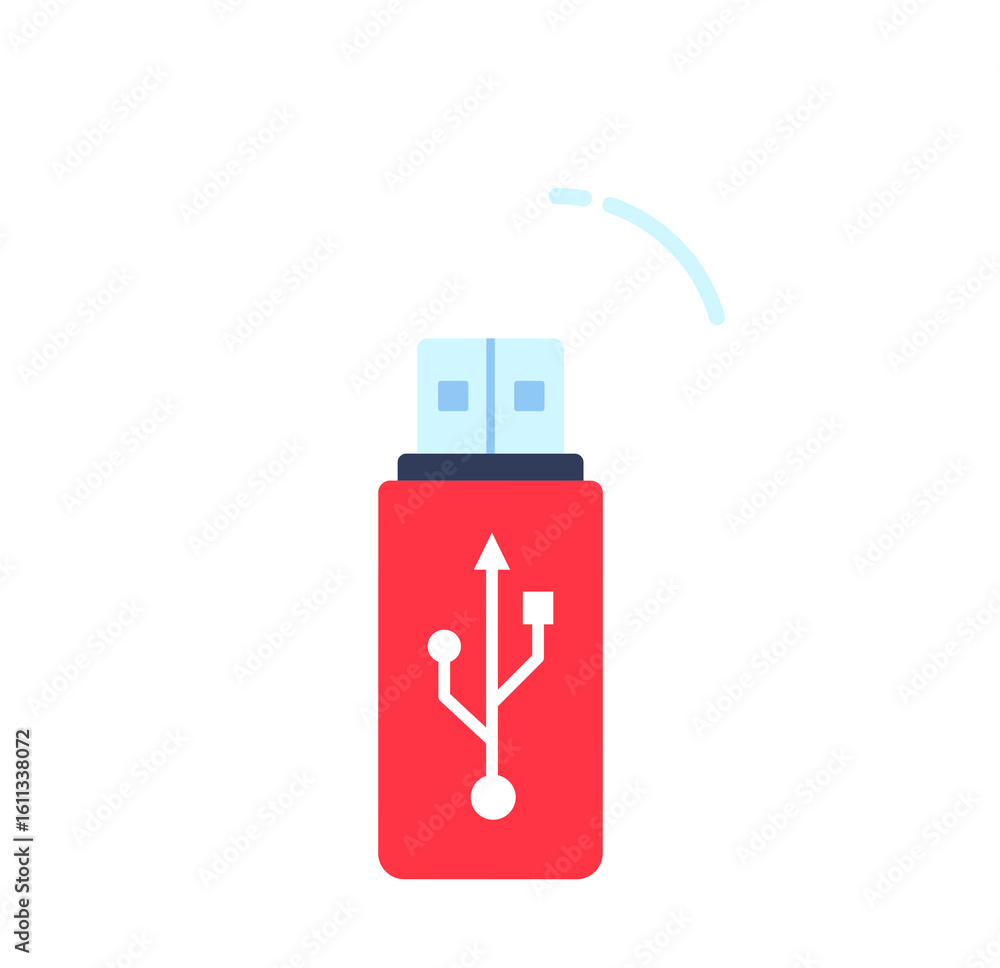 Poster red usb drive icon cloud storage data backup minimalist design