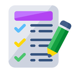 Checklist form completion:  modern flat design, positive mood, efficient workflow.